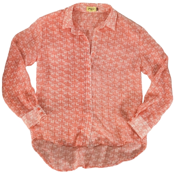 Max C Button Up Deer Print Blouse | US M - Picture 3 of 5